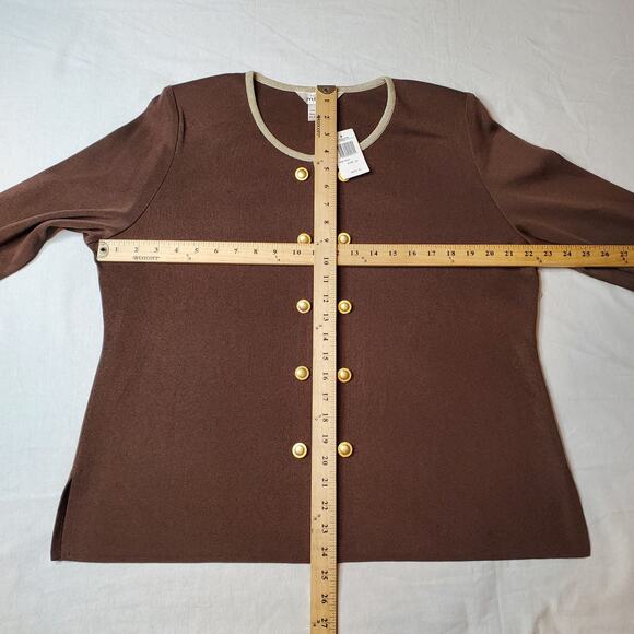 Exclusively Misook Women's Size L NWT Zip Up Cardigan Blazer Brown - Picture 2 of 7